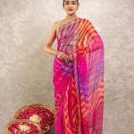 Multi Coloured Pure Georgette Lehariya Saree | Aari, Sequin & Zardozi Work | Jaipurio Designer Collection